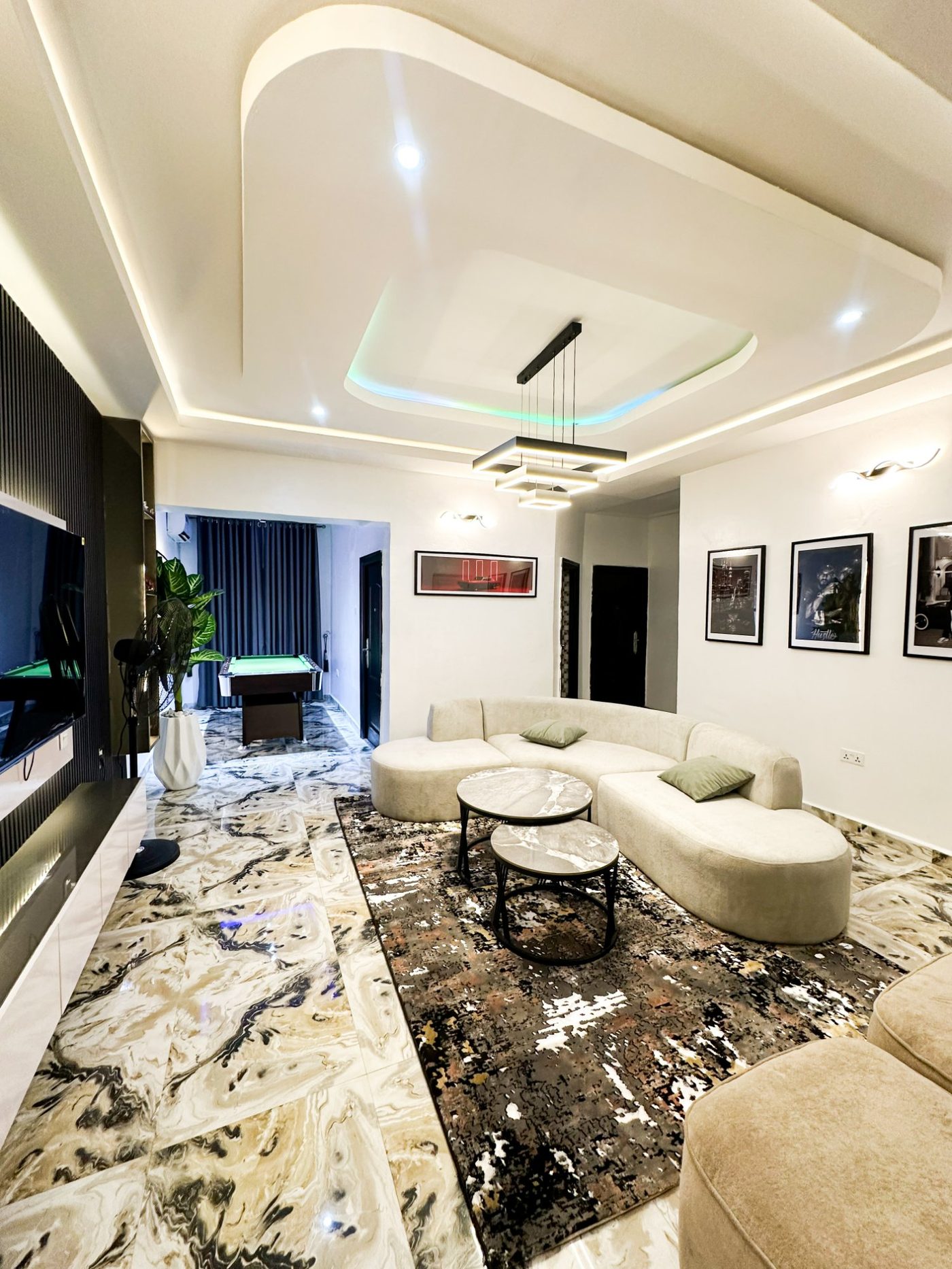 Atlas House 1-bedroom luxury interior with marble floors and modern furnishings